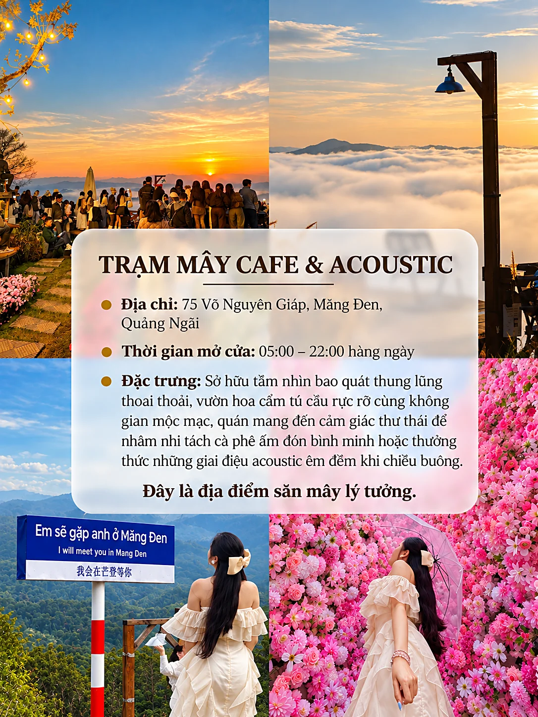 Thẻ thông tin Trạm Mây Cafe & Acoustic: 75 Võ Nguyên Giáp, mở cửa 05:00–22:00